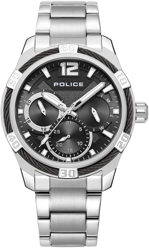 POLICE Chokery Watch For Men Grey Dial With Silver Bracelet