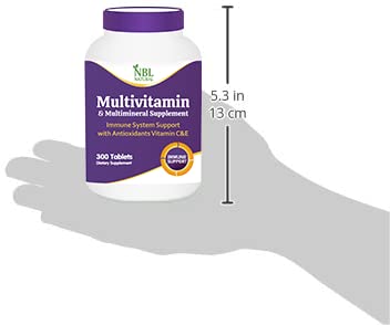 NBL NATURAL Adult Multivitamin for Women and Men, Daily Nutritional Support, 300 Tablets