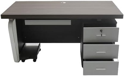 Multi Home designed Office Desk - Chocolate & Grey color Office Table with 3 lockable drawers. attractive design