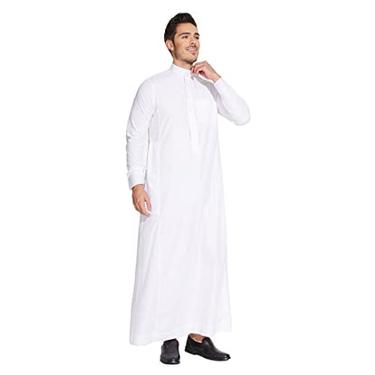 Sabolia Saudi Arabic Thobe Men’s Arab Robe Men’s Muslim Clothes Ramadan Middle East Ethnic Clothes Cuff Sleeve Size 62