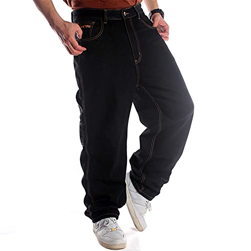 LUOBANIU Men's Vintage Hip Hop Style Baggy Jeans Denim Loose Fit Dance Skateboard Pants