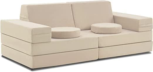 Poppins Furniture Kids Couch Play Couch 10pcs Sofa Set (Sand Beige)