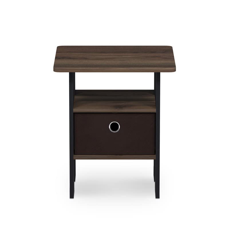 Furinno Andrey End Table/Side Table/Night Stand/Bedside Table with Bin Drawer, Dark Walnut, Andrey, 11157DWN, 1 Pack