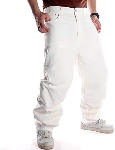 SMIOPDES Men's Baggy Jeans Loose Fit Hip Hop Pants - Classic Straight Skateboard Denim Jeans