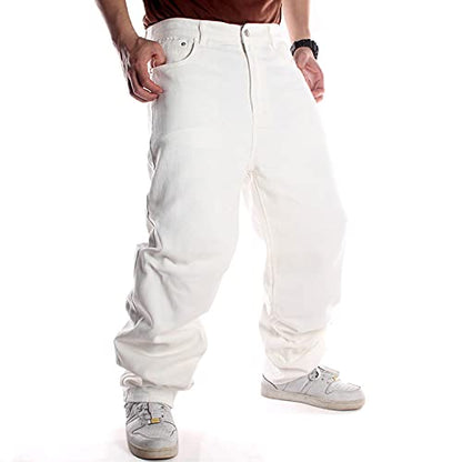 SMIOPDES Men's Baggy Jeans Loose Fit Hip Hop Pants - Classic Straight Skateboard Denim Jeans