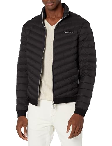 AX Armani Exchange mens Quilted Down Milano/New York Logo Zip-up Jacket Down Alternative Coat (pack of 1)