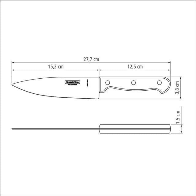 Tramontina Polywood 6 Inches Chef Knife with Stainless Steel Blade and Dishwasher Safe Treated Handle