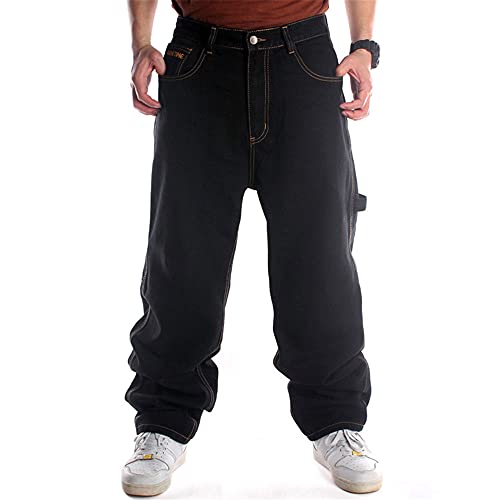 LUOBANIU Men's Vintage Hip Hop Style Baggy Jeans Denim Loose Fit Dance Skateboard Pants