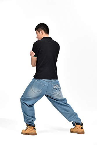 LUOBANIU Men's Vintage Hip Hop Style Baggy Jeans Denim Loose Fit Dance Skateboard Pants