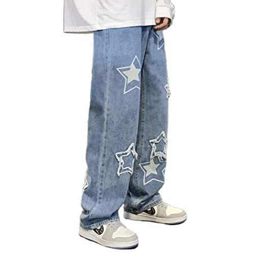 FantasyGears Y2k Jeans Men Grunge Hip Hop Baggy Pants Straight Leg Graphic Denim Joggers Loose Goth Trousers Streetwear