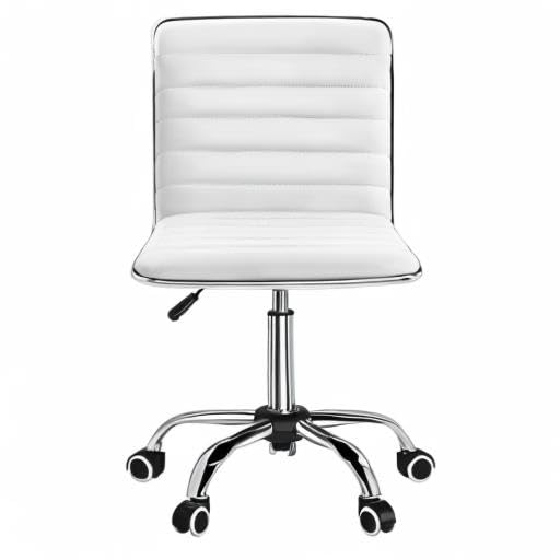 Furmax Mid Back Task Chair,Low Back Leather Swivel Office Chair,Computer Desk Chair Retro with Armless Ribbed (White)