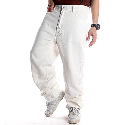 LUOBANIU Men's Vintage Hip Hop Style Baggy Jeans Denim Loose Fit Dance Skateboard Pants