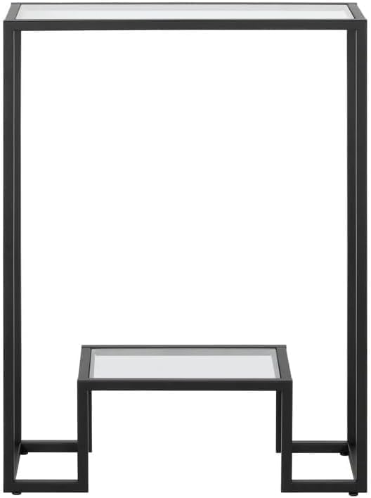 LINGWEI Modern Console Table with Glass Shelves & 1.3cm Thick Metal Frame - Pre-Assembled 3-Tier Entryway Table for Living Room, Hallway, or Sofa Side (Style-3)