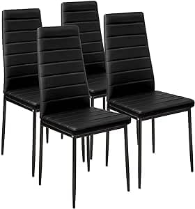 Stunning Modern Leather Dining Chairs - Set of 4, Elegant Design for Kitchen, Dining Room, Office - Comfortable Seating, Easy to Assemble dining chairs set of 4