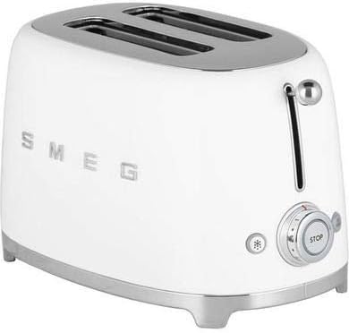 Smeg TSF02CRUK, 50's Retro Style 4 Slice Toaster,6 Browning Levels,2 Extra Wide Bread Slots, Defrost and Reheat Functions, Removable Crumb Tray, Cream, 1 Year Warranty