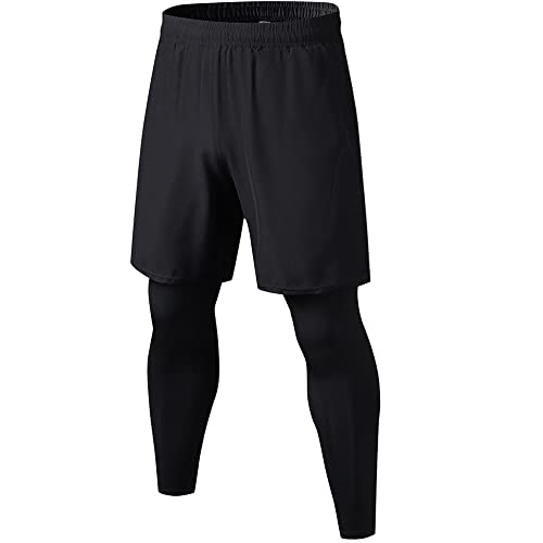 Dress Cici Men’s 2 In 1 Running Shorts, Gym Shorts with Side Pockets and Drawstring