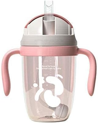 Sippy Cups for 6+ Months Baby, Baby Cup 300ml Weighted Straw& Easy-Grip Handles, Baby Water Bottle with Simple Flip-Top Lid, Trainer Cup for Independent Drinking, 360°Spill-Free Toddler Cup (Pink)