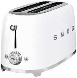 Smeg TSF02CRUK, 50's Retro Style 4 Slice Toaster,6 Browning Levels,2 Extra Wide Bread Slots, Defrost and Reheat Functions, Removable Crumb Tray, Cream, 1 Year Warranty