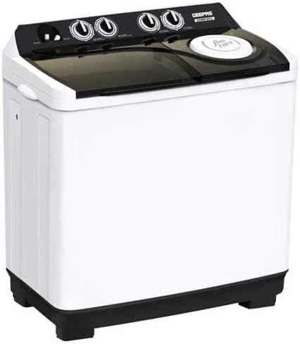 Geepas 15 KG Twin Tub Semi-Automatic Washing Machine- GSWM18012| Fully Knob Control and Semi-Automatic Top Load Washing Machine|