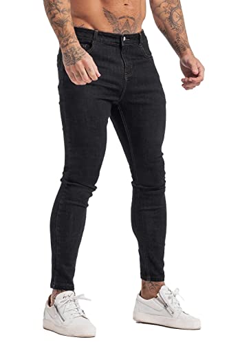 GINGTTO Men's Skinny Stretch Jeans Slim Fit Ripped Pants For Men Elastic Waist