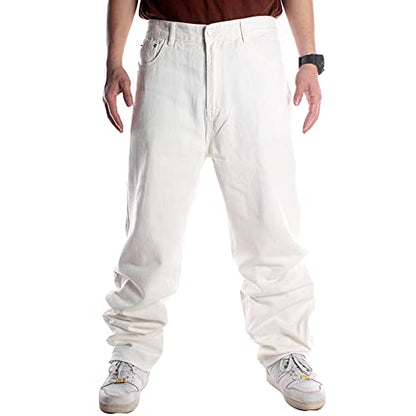 SMIOPDES Men's Baggy Jeans Loose Fit Hip Hop Pants - Classic Straight Skateboard Denim Jeans