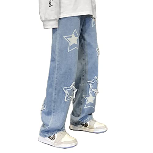 FantasyGears Y2k Jeans Men Grunge Hip Hop Baggy Pants Straight Leg Graphic Denim Joggers Loose Goth Trousers Streetwear