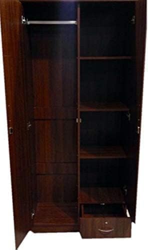 Furniture4Us 2 Door Wooden Wardrobe,Cabinet,Cupboard Of Engineered Wood With 1 Lockable Drawer Perfect Modern Stylish Heavy Duty (OAK/Dark Brown)