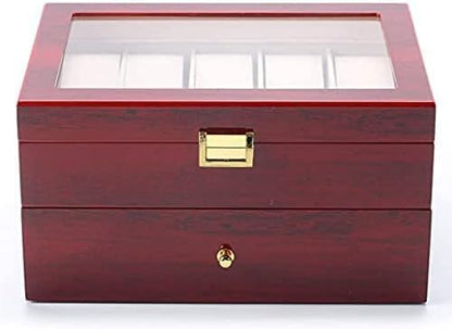 Homarket Wood Watch Box 20 Slots Glass Top Mens Watch Display Case Watch Box Organizer For Men Women Jewelry Storage Case With 20 Removable Soft Cushions Collection Boxes