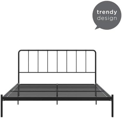 SKY-TOUCH Classic Metal Platform Bed Frame Mattress Foundation with Heavy Duty Metal Platform,Iron-Art Headboard/Footboard/Under Bed Storage/No Box Spring Needed/Black 1.5 * 1.9m