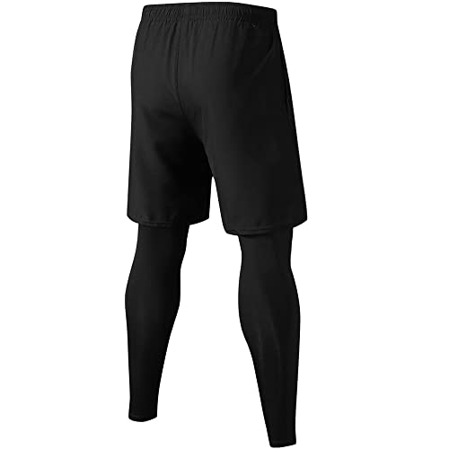 Dress Cici Men’s 2 In 1 Running Shorts, Gym Shorts with Side Pockets and Drawstring