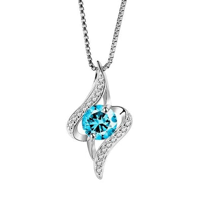 925 Sterling Silver Pendent Necklace With blue Zirconia in the middle jewelerry jewellery for women girls and lovers as a Gift with gift box fashion women jewelry necklace