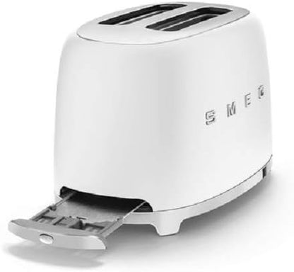 Smeg Retro 50'S Style, 2 Slice Toaster, Self Centering, Multifunction, Matte White, Tsf01Whmuk