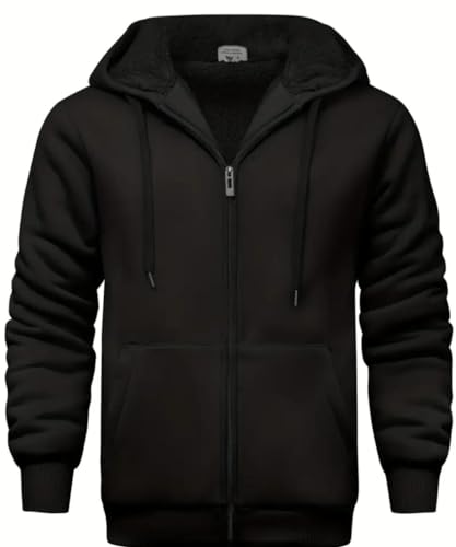 Men'S Casual Zipper Hoodies Sweatshirts Zip Up Sweatshirt Thick Fleece Jackets Winter Warm Coats