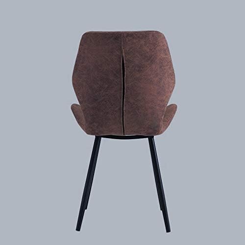 LANNY Vintage Modern Design Dining Chair, Brown PU Faux Leather Seat & Black Metal Base Chair for Dining Room, Living Room, Restaurant and Bedroom Set of (1)