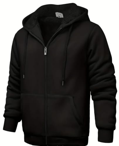 Men'S Casual Zipper Hoodies Sweatshirts Zip Up Sweatshirt Thick Fleece Jackets Winter Warm Coats