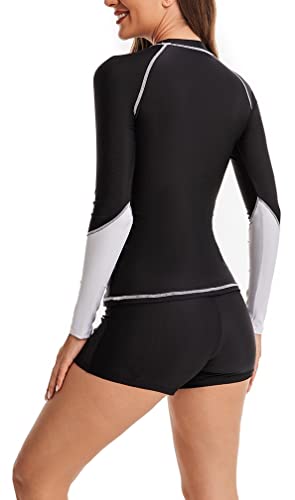 CCAKXCJJ Womens Two Piece Rash Guard Long Sleeve Swimsuit UV UPF 50+ Zipper Athletic Swimwear Sports Surfing Bathing Suit