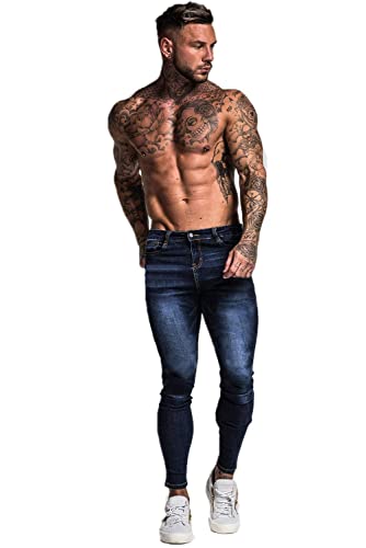 GINGTTO Men's Skinny Stretch Jeans Slim Fit Ripped Pants For Men Elastic Waist