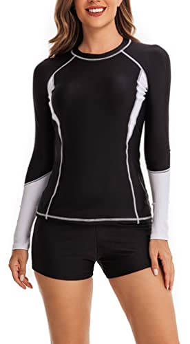 CCAKXCJJ Womens Two Piece Rash Guard Long Sleeve Swimsuit UV UPF 50+ Zipper Athletic Swimwear Sports Surfing Bathing Suit