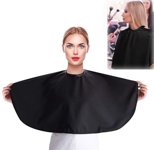 Duomama Waterproof Nylon Short Barber Cape for Hair Cutting, Dye, Styling, and Shampoo - Ideal Makeup Artist Cape for Professionals