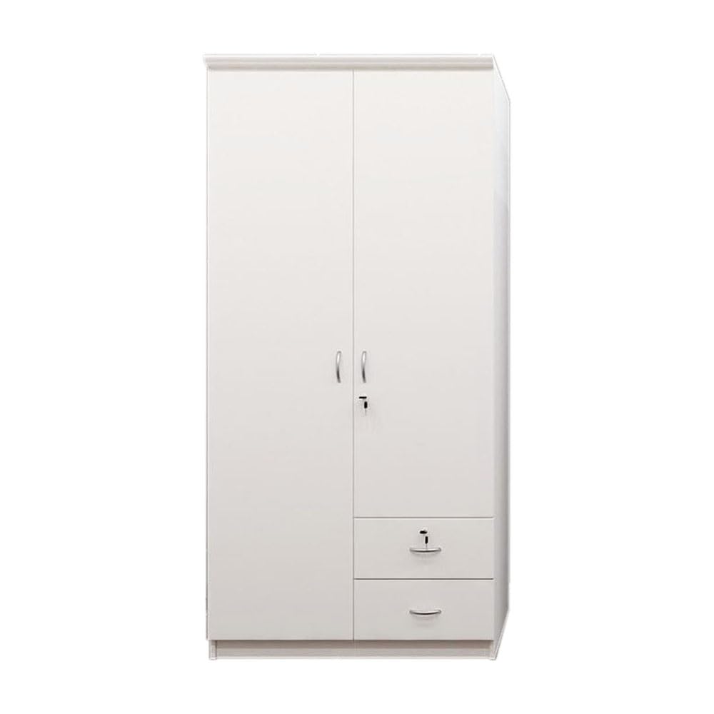 Karnak 2 Door Wooden Wardrobe,Solid Wood Wardrobe With Lockable Drawers Perfect Modern Stylish Heavy Duty Color (White)