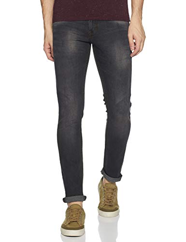 DIVERSE Men's Skinny Fit Jeans (DCMDT03KC24L33-508D_Black_28W x 33L)