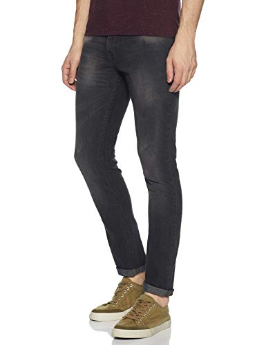 DIVERSE Men's Skinny Fit Jeans (DCMDT03KC24L33-508D_Black_28W x 33L)