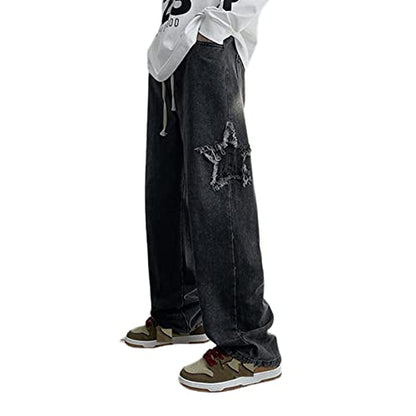 FantasyGears Y2k Jeans Men Grunge Hip Hop Baggy Pants Straight Leg Graphic Denim Joggers Loose Goth Trousers Streetwear