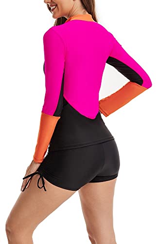 CCAKXCJJ Womens Two Piece Rash Guard Long Sleeve Swimsuit UV UPF 50+ Zipper Athletic Swimwear Sports Surfing Bathing Suit