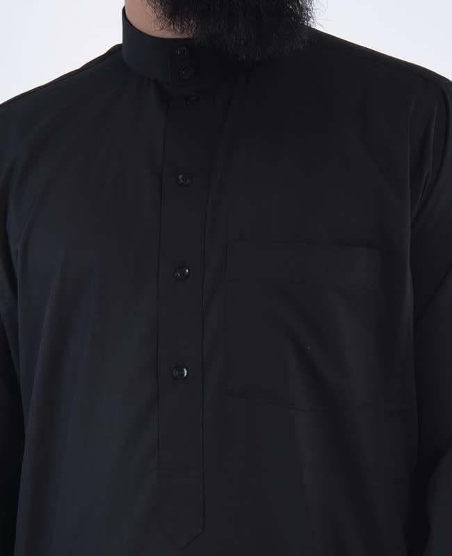 Standard Saudi Style Black Thobe | Jubbah - Mens Islamic Clothing