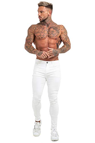 GINGTTO Men's Skinny Stretch Jeans Slim Fit Ripped Pants For Men Elastic Waist