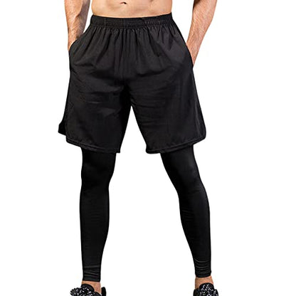 Dress Cici Men’s 2 In 1 Running Shorts, Gym Shorts with Side Pockets and Drawstring