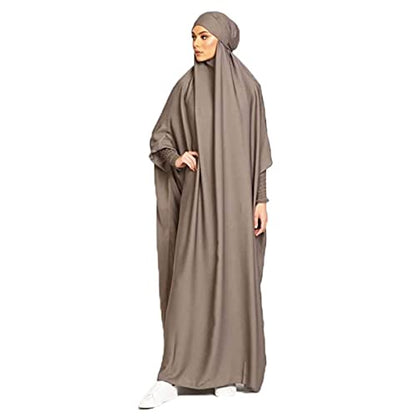 BOJON Women's Muslim One Piece Prayer Dress for Women Abaya Dress Islamic Middle East Dubai Turkey Maxi Abaya Kaftan with Hijab Dress Full Length