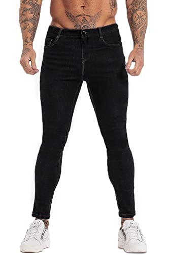 GINGTTO Men's Skinny Stretch Jeans Slim Fit Ripped Pants For Men Elastic Waist