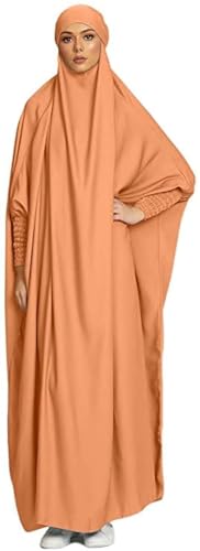 BOJON Women's Muslim One Piece Prayer Dress for Women Abaya Dress Islamic Middle East Dubai Turkey Maxi Abaya Kaftan with Hijab Dress Full Length